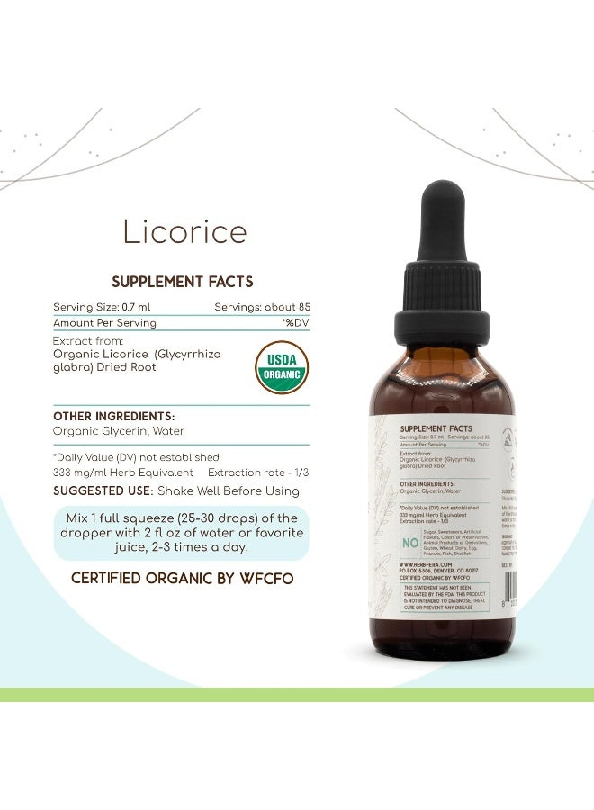 HerbEra Licorice B60 USDA Organic Tincture | Alcohol-Free Extract, High-Potency Herbal Drops | Certified Organic Licorice (Glycyrrhiza Glabra) Dried Root (2 oz) - Image 4